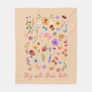 Stay Wild Flower Child Embrace Nature Fleece Blanket