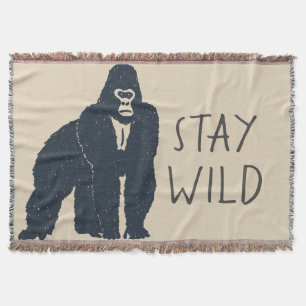 Stay Wild Gorilla Throw Blanket