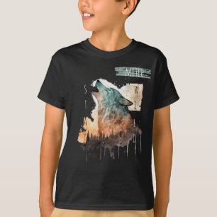 "Stay Wild" Howling Wolf Customisable Boy's T-Shirt