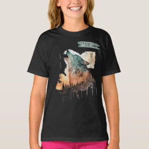 "Stay Wild" Howling Wolf Customisable Girl's T-Shirt