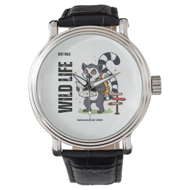 Stay Wild Lemur Life - Madagascar Vibes Cute lemur Watch (Front)