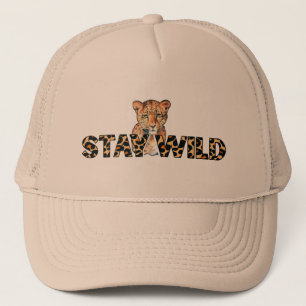 Stay Wild – Leopard Print & Cheetah Head Trucker Hat