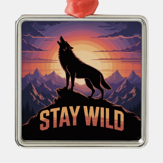 Stay Wild Metal Tree Decoration (Front)