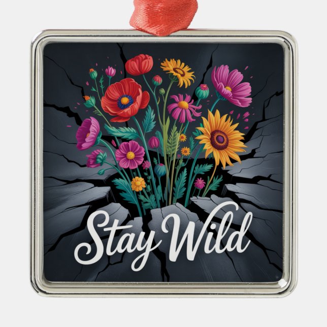 Stay Wild Metal Tree Decoration (Front)