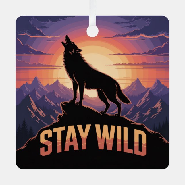 Stay Wild Metal Tree Decoration (Front)