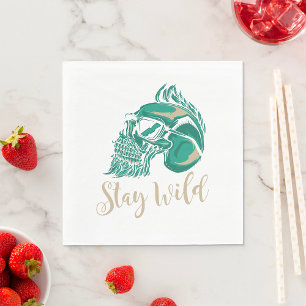 Stay Wild Modern Bearded Skull Napkin