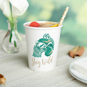 Stay Wild Modern Bearded Skull Paper Cups