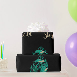 Stay Wild Modern Bearded Skull Wrapping Paper
