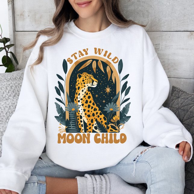 Stay Wild Moon Child Boho Leopard Retro Sweatshirt (Creator Uploaded)