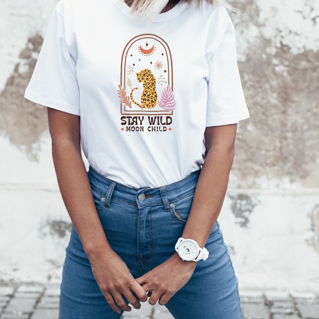 Stay Wild Moon Child Boho Leopard  T-Shirt (Creator Uploaded)