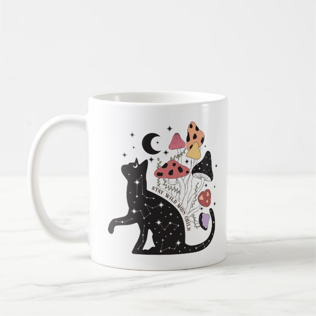 Stay Wild Moon Child Cat Coffee Mug (Left)
