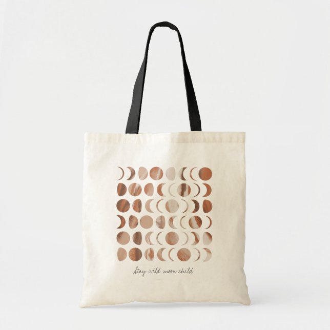 Stay Wild Moon Child Celestial Phases of the Moon Tote Bag (Front)