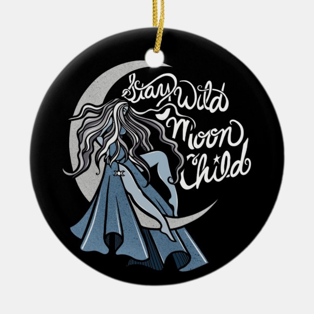 Stay Wild Moon Child Ceramic Tree Decoration (Front)