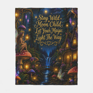 Stay Wild Moon Child Enchanted Forest Fleece Blanket