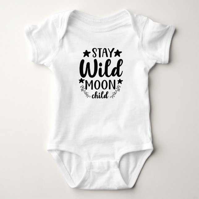 "stay wild moon child" funny baby bodysuit (Front)