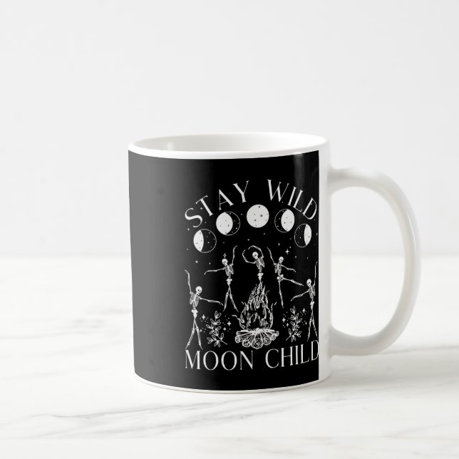 Stay Wild Moon Child Funny Skeleton Dancing Hallow Coffee Mug (Right)