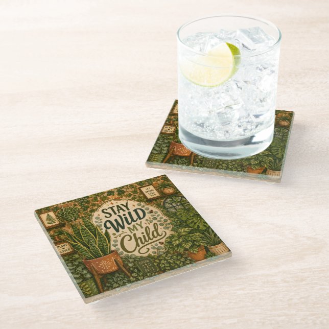 Stay Wild My Child Glass Coaster (Angled)