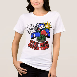 Stay Wild Never Tame Boxer Badger Graphic T-Shirt Tri-Blend Shirt