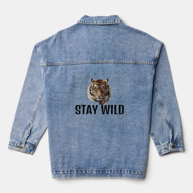 "Stay Wild Tiger Spirit Tee" Denim Jacket (Back)