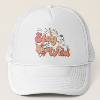 Stay Wild vintage retro Typography Trucker Hat