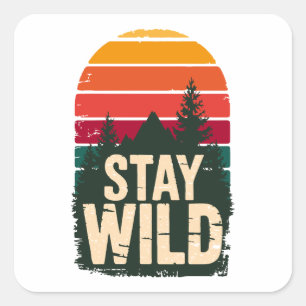 Stay Wild Vintage Sunset Square Sticker 