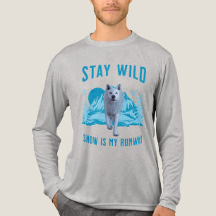 Stay Wild White Wolf Snow Runway Tri-Blend Shirt