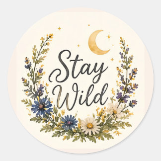 Stay Wild WildFlowers Moon Stickers Boho Floral