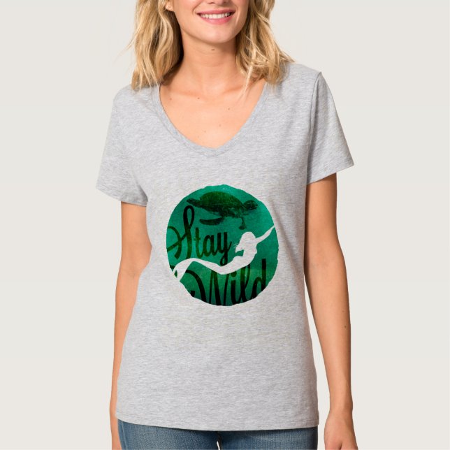 “Stay Wild” with Mermaid and Sea Turtle T-Shirt (Front)