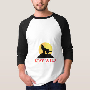 Stay Wild Wolf Howling At Full Moon T-Shirt