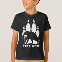 Stay Wild - Wolf silhouette and footprint
