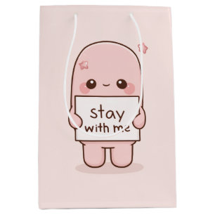 Stay With Me Aesthetic Quote Design Romantic  Medium Gift Bag