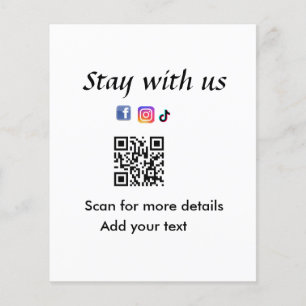 Stay with us add q r code social media links text 