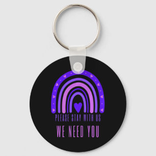 Stay With Us Rainbow 988 Suicide Prevention Key Ring