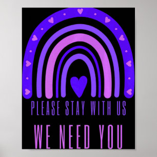 Stay With Us Rainbow 988 Suicide Prevention Poster