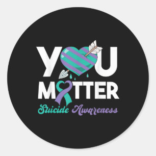 Stay You Purple Teal Heart Suicide Awareness Classic Round Sticker