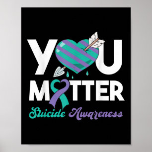 Stay You Purple Teal Heart Suicide Awareness Poster