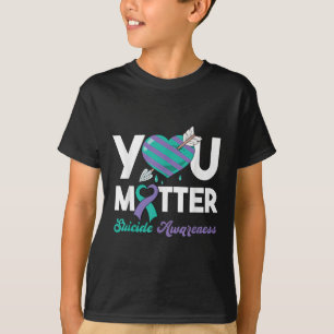 Stay You Purple Teal Heart Suicide Awareness T-Shirt