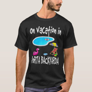 Staycation Pool Backyard Vacation Flamingo Flip Fl T-Shirt