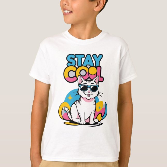 StayCoolCatTshirtDesign-CoolCatTeeGraphicforCasual T-Shirt (Front)