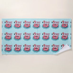 Stayin’ Afloat Funny Flamingo Pool Float Retro Beach Towel