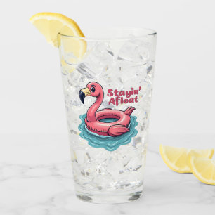 Stayin’ Afloat Funny Flamingo Pool Float Retro Glass