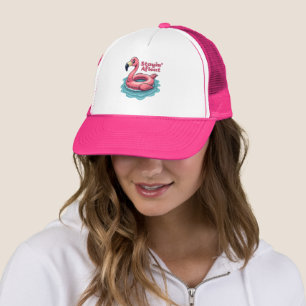 Stayin’ Afloat Funny Flamingo Pool Float Retro Trucker Hat