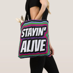 STAYIN' ALIVE VINTAGE Disco Tote purse Bag