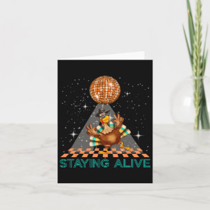 Staying Alive Disco 70s Turkey Thanksgiving Dance  Card