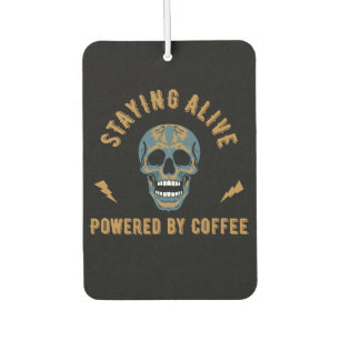 Staying alive powered by coffee - skull energy car air freshener