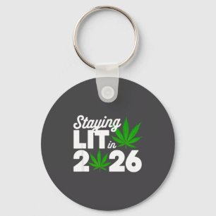 Staying Lit 2026 High Wasted Weed New Years Funny  Key Ring