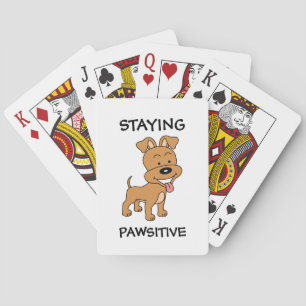 Staying Pawsitive Cute Puppy Funny Dog Pun Playing Cards