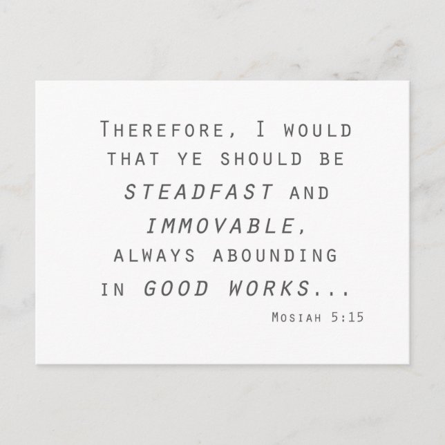steadfast immoveable mosiah lds scripture postcard (Front)