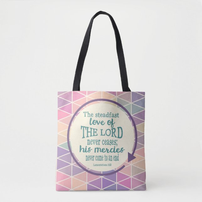Steadfast Love of God, Scripture Triangle Pattern Tote Bag (Front)