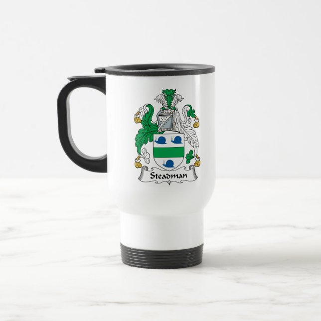 Steadman Family Crest Travel Mug (Left)